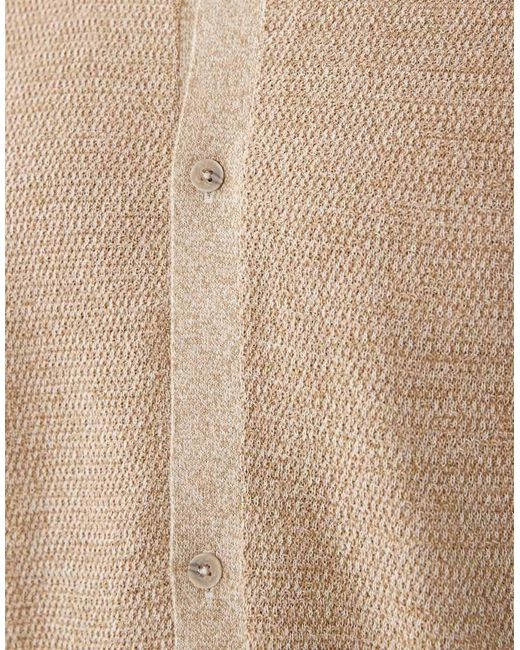 Jack & Jones Natural Knitted Shirt With Short Sleeves for men