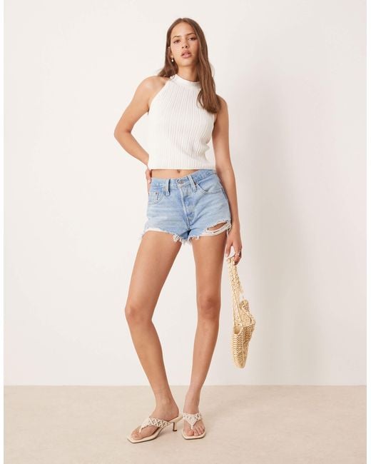 ASOS Blue Boucle Knit Twist Strap Vest