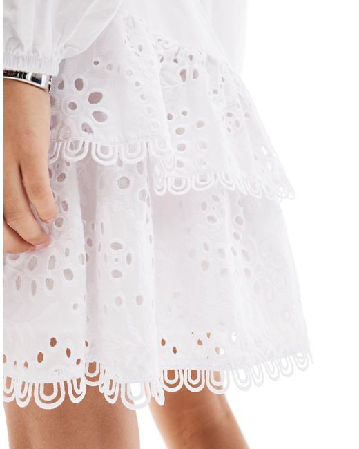 Glamorous White Long Sleeve Mini Smock Dress