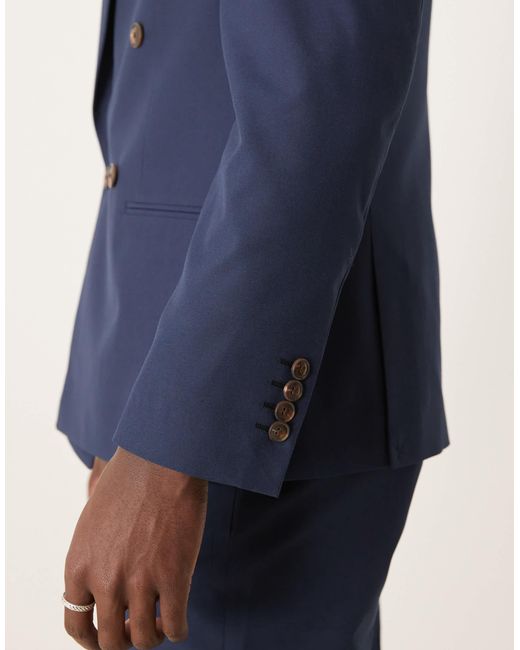 ASOS – zweireihige anzugjacke in Blue für Herren