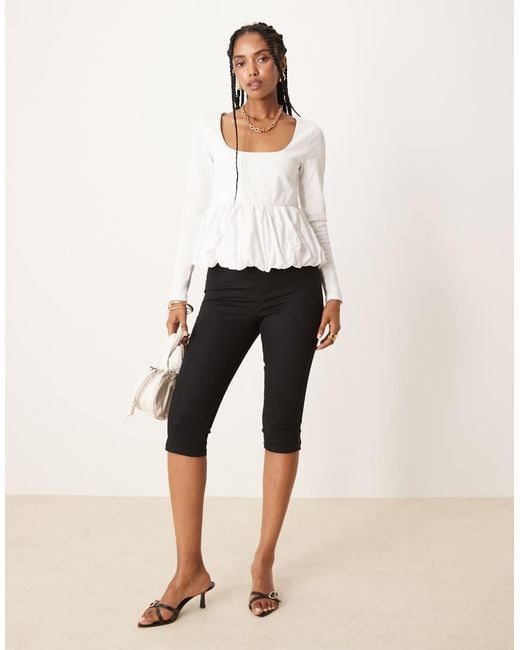Glamorous White Square Neck Tops
