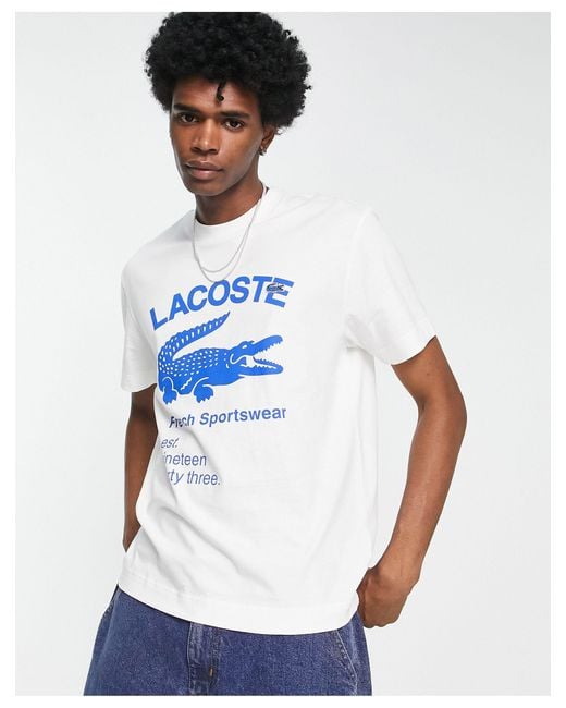 Lacoste T-shirt With Large Logo And Croc in White for Men | Lyst