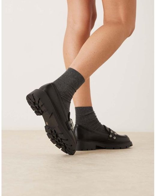 Glamorous Black Chunky Loafers With Buckle Detail