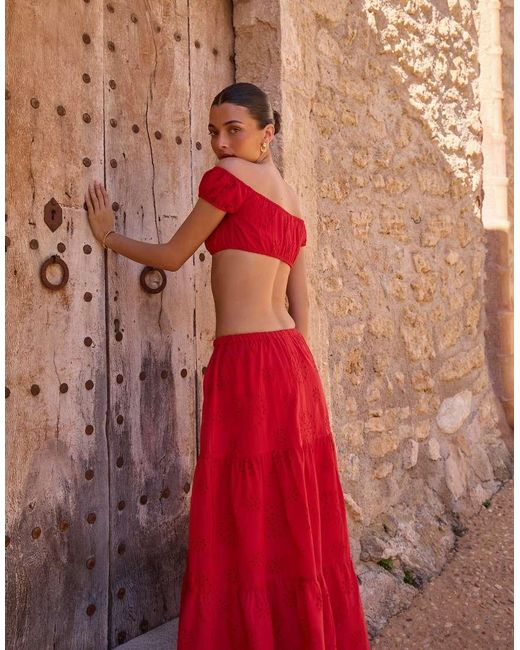 The Frolic Exclusive Broderie Tiered Maxi Skirt Co-Ord