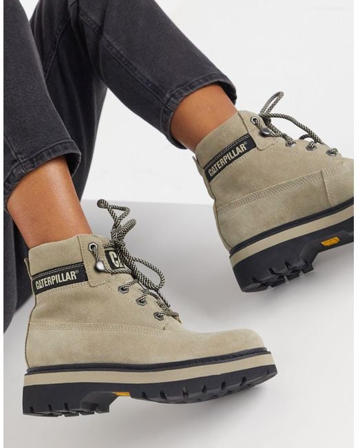 cat mimicry flatform lace up hiking boots in taupe