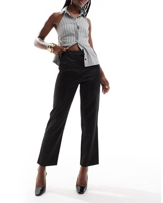 ASOS Black Tailored Satin Straight Leg Pants