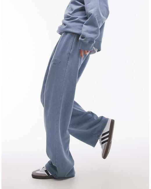 TOPSHOP Blue Graphic St Germain Straight Leg Trackies