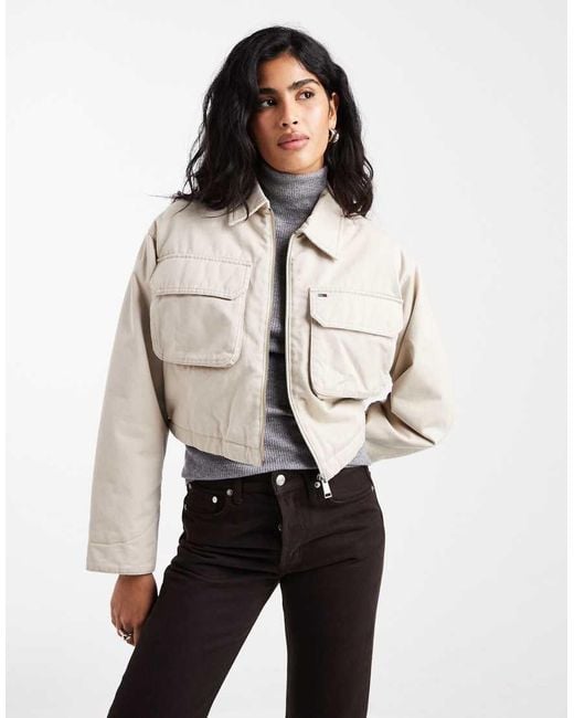 Tommy Hilfiger Natural Cropped Workwear Pocket Jacket