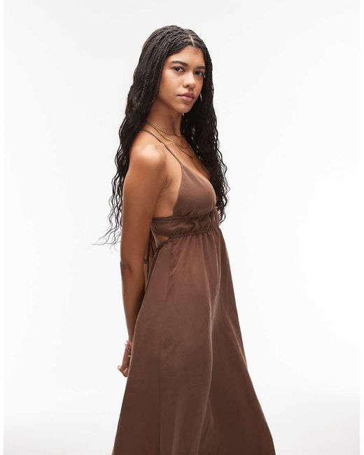 ASOS Brown Strappy Ruched Halter Cami Dress