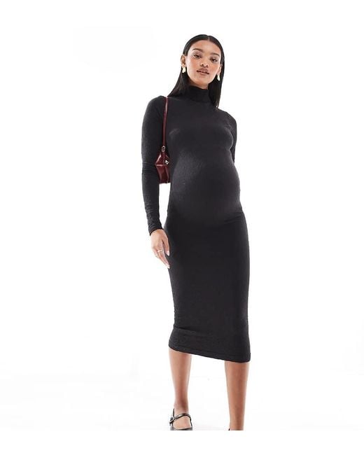 Mama.licious Black Mamalicious Maternity Textured Seamless Midi Dress