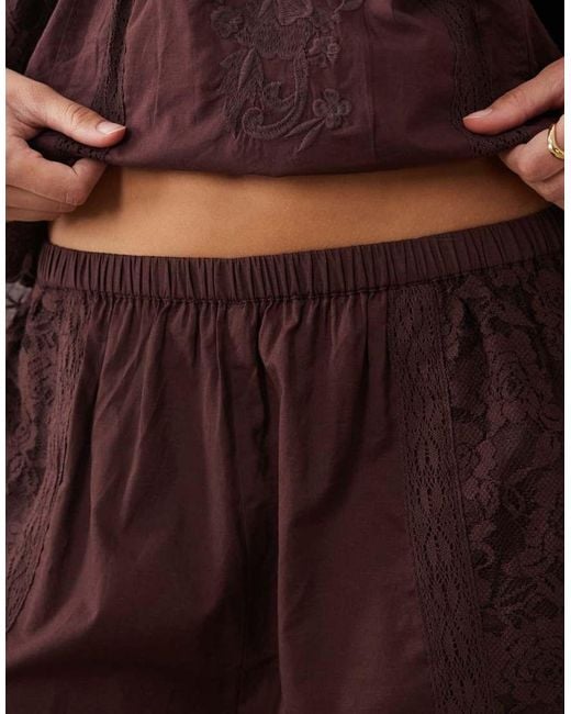 Miss Selfridge Brown Embroidered Shorts