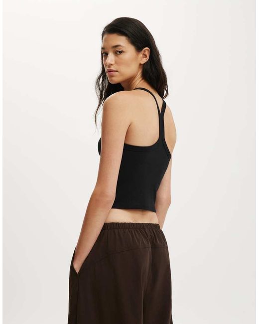 Cotton On Black Active Rib T-Bar Cropped Tank
