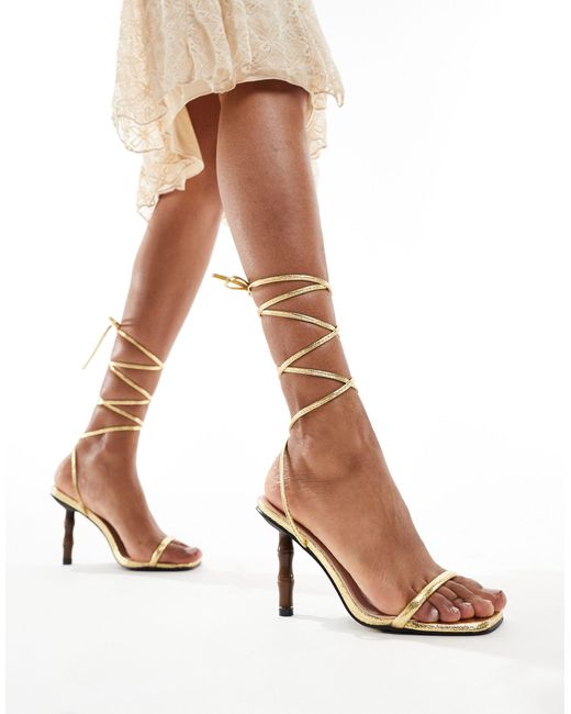 South Beach Natural Barely There Bamboo Heel Sandal