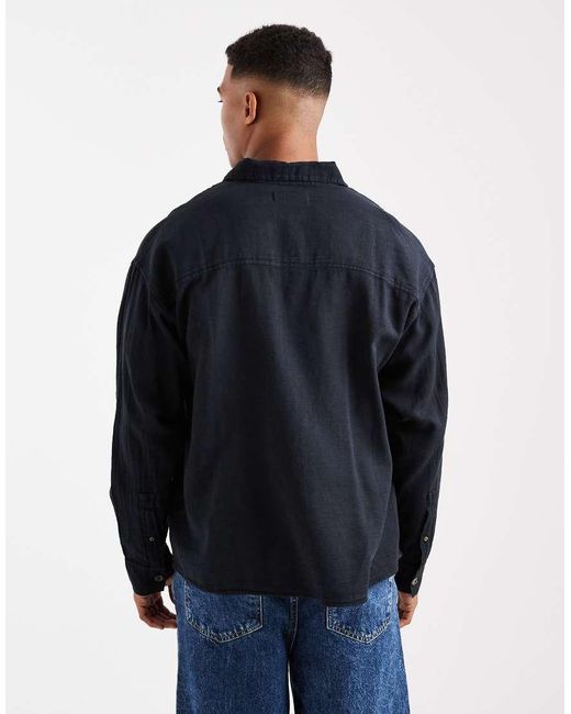 Cotton On Blue Washed Long Sleeve Shirt for men
