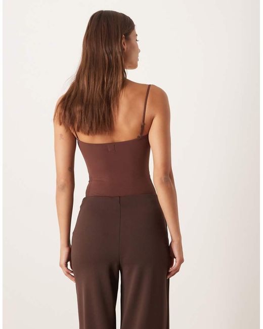 agon® Brown Square Neck Bodysuit