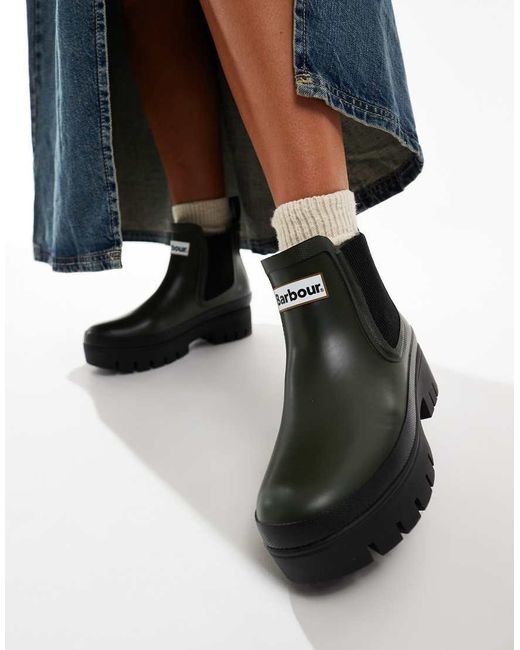 Barbour Black Halton Chunky Chelsea Wellington Boots