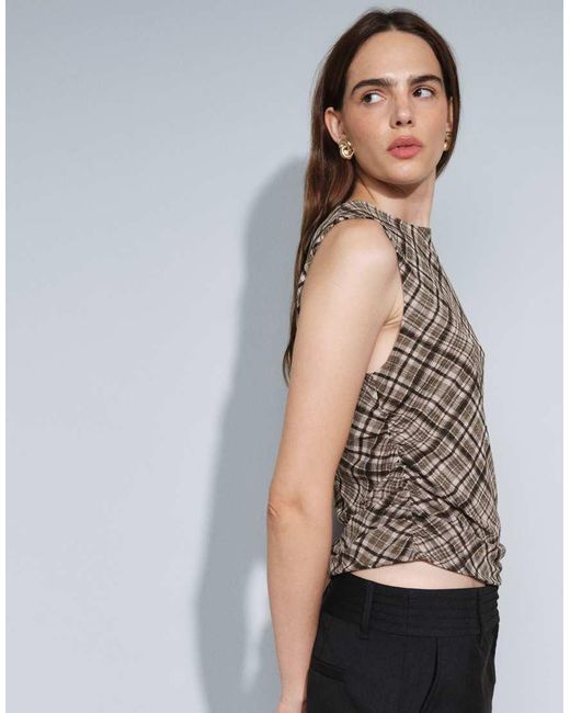Mango Brown Sleeveless Top