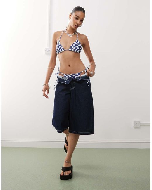 Collusion Blue Checkerboard Bikini Bottom