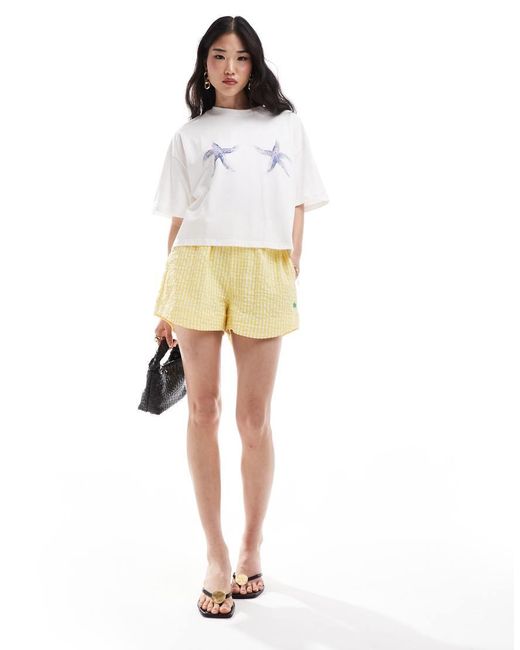 Bershka White Star Print Oversized T-shirt