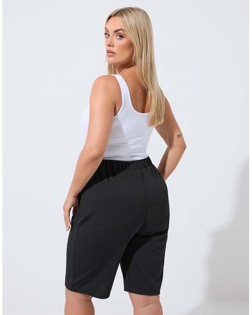 Yours Clothing Black Elasticated Formal Shorts