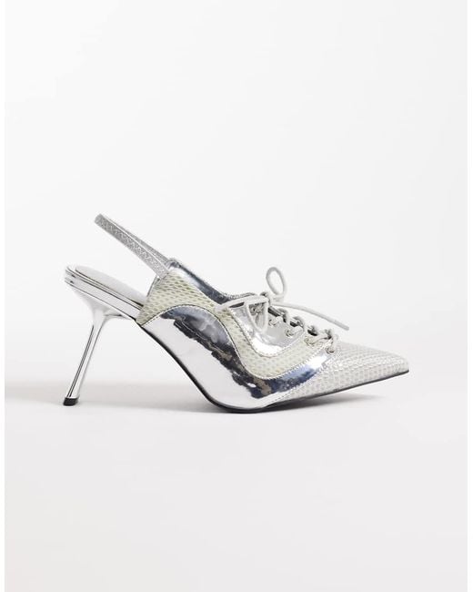 Kaiia White Exclusive Lace-up Football Heels