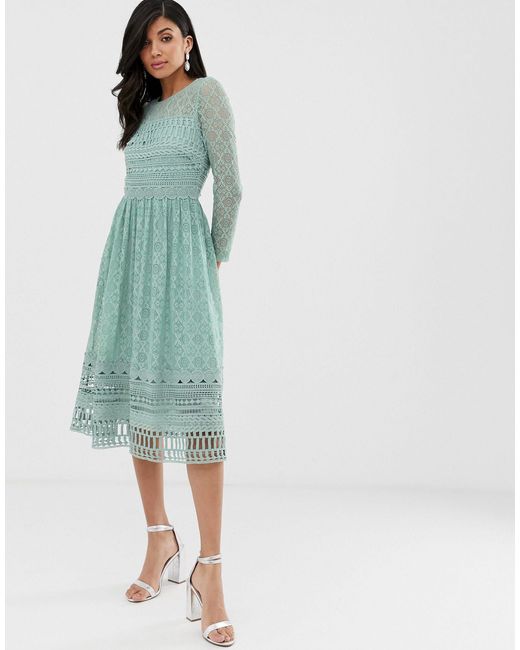asos lace midi skater dress