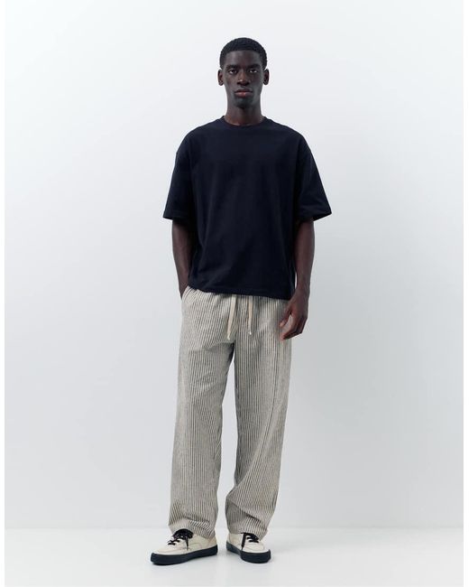 Pull&Bear Rustieke Gestreepte Broek in het Gray voor heren