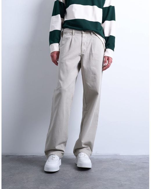 Topman – baggy fit hose aus twill in White für Herren