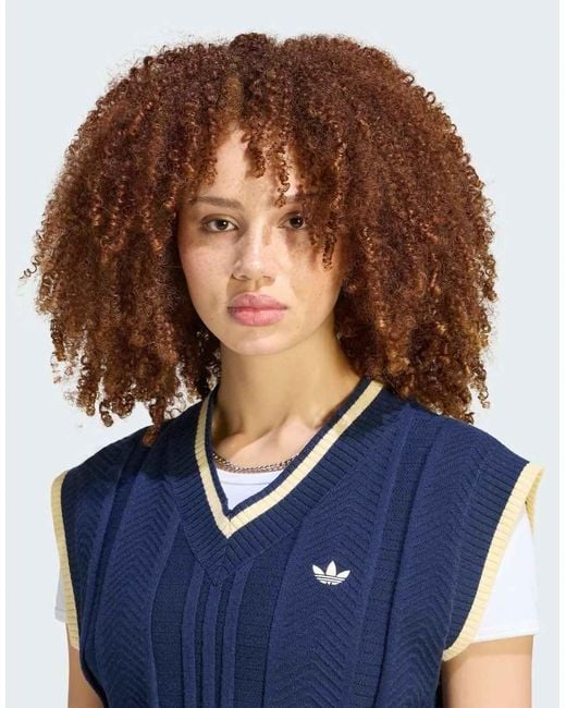 Adidas Originals Blue Cable Knit Vest
