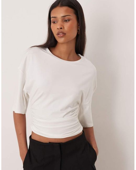 Gina Tricot White Ruched Top