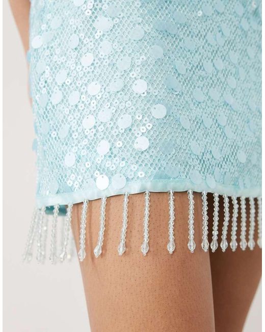 Motel Blue Gasenda Sequined Beaded Hem Mini Skirt