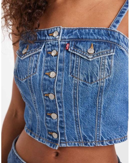 Levi's Blue Denim Corset With Front Pockets