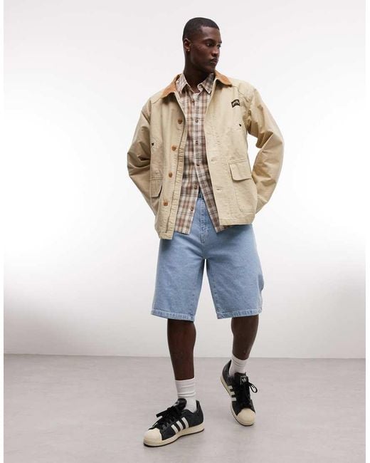Stan Ray Natural Button Up Utility Style Jacket With Contrast Collar for men
