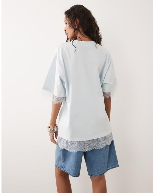 ASOS White Oversized T-shirt With Lace Hem