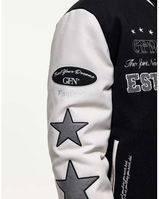 Good For Nothing Black Oversized Varsity Jacket for men