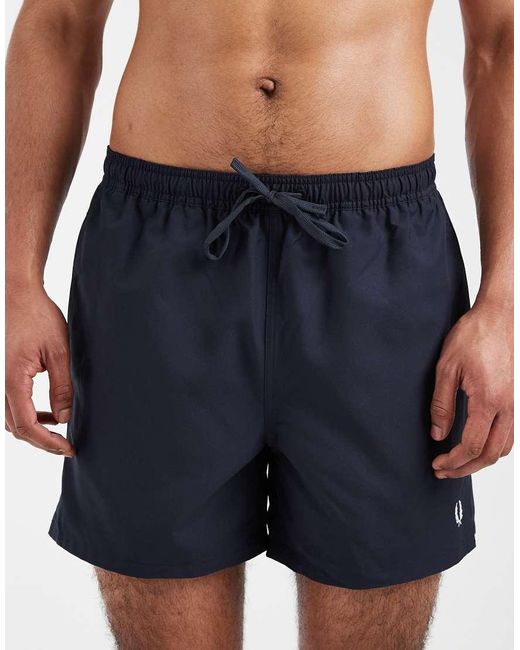 Fred Perry Blue Drawstring Logo Swim Shorts for men