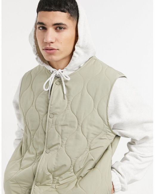 ASOS Quilted Gilet in Green for Men Lyst