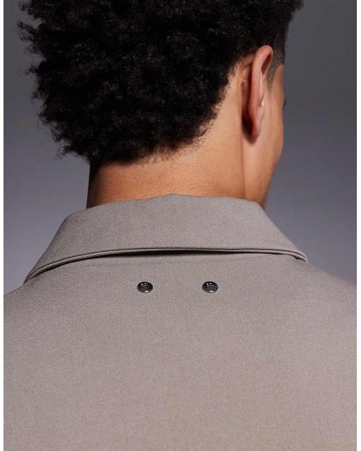 River Island Gray Zip Up Harrington Jacket for men