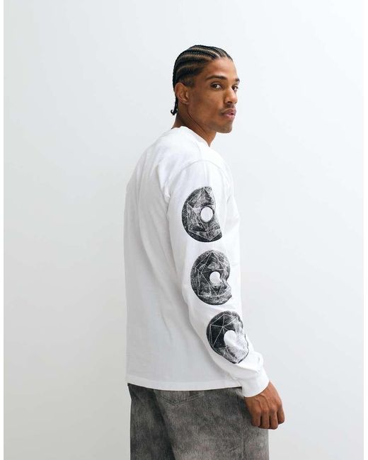No Problemo White 100% Cottton Long Sleeve Dropa T-Shirt With Sleeve Graphic Detail for men