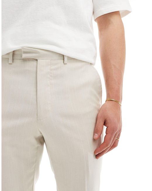 Pantaloni da abito beige e bianchi a righe di French Connection in White da Uomo
