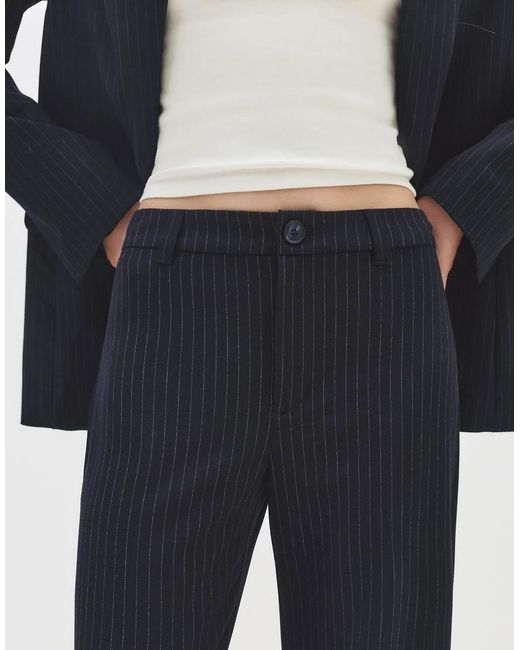 Pull&Bear Blue Smart High Waist Straight Leg Trousers