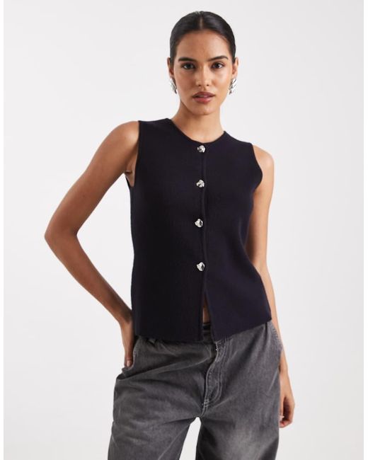 ONLY Compact Gebreid Gilet Met Split in het Black