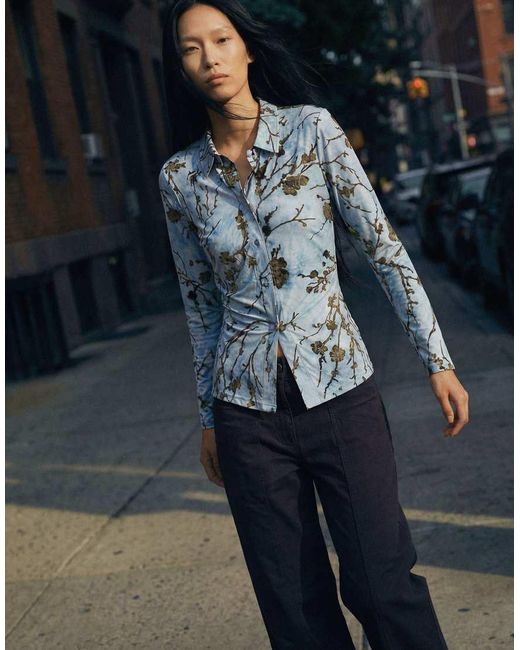 Top Flocado Desigual de color Blue