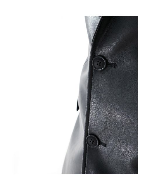 ASOS Black Skinny Faux Leather Suit Jacket for men