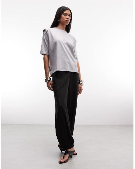 ASOS Gray Regular Fit Tee With Sharp Shoulder Pad Detail