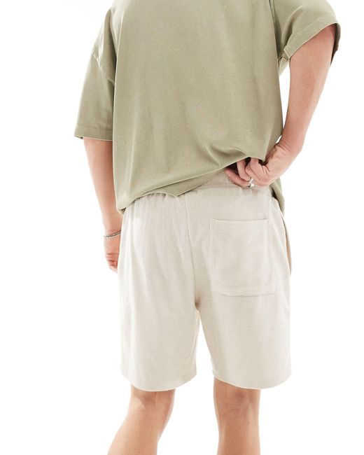 ASOS Natural Slim Towelling Shorts for men