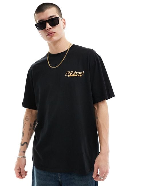 Only & Sons Black Oversized T-shirt With Negroni Back Print for men