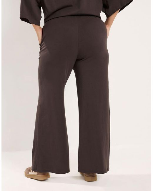 Yours Clothing Black Jersey Wide Leg Trousers