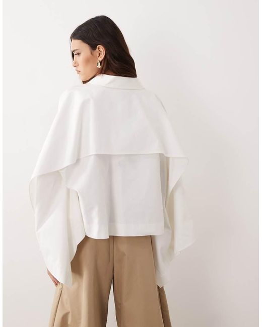 ARRANGE Natural Oversized Cape Square Cut Cotton Shirt