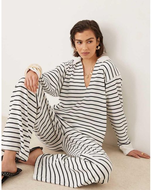 ASOS Multicolor Textured Stripe Long Sleeve Top
